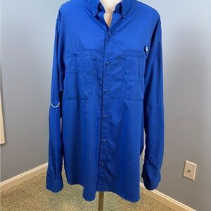 Classic Blue Men's Casual Button-Down Shirt